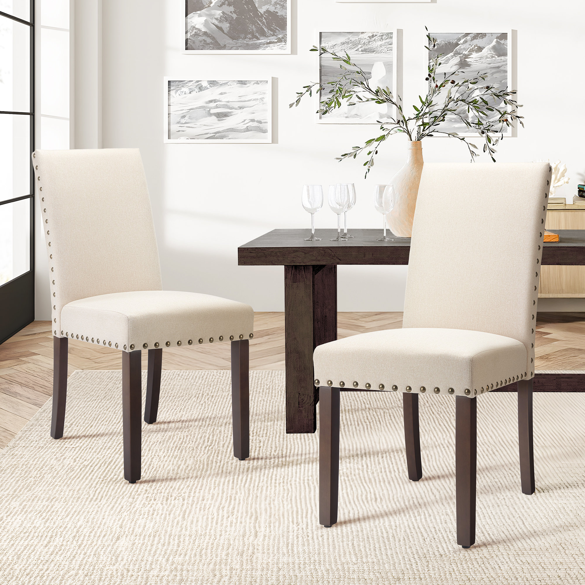 Andover Mills™ Bontrager 20'' H Linen Dining Chair - Upholstered
